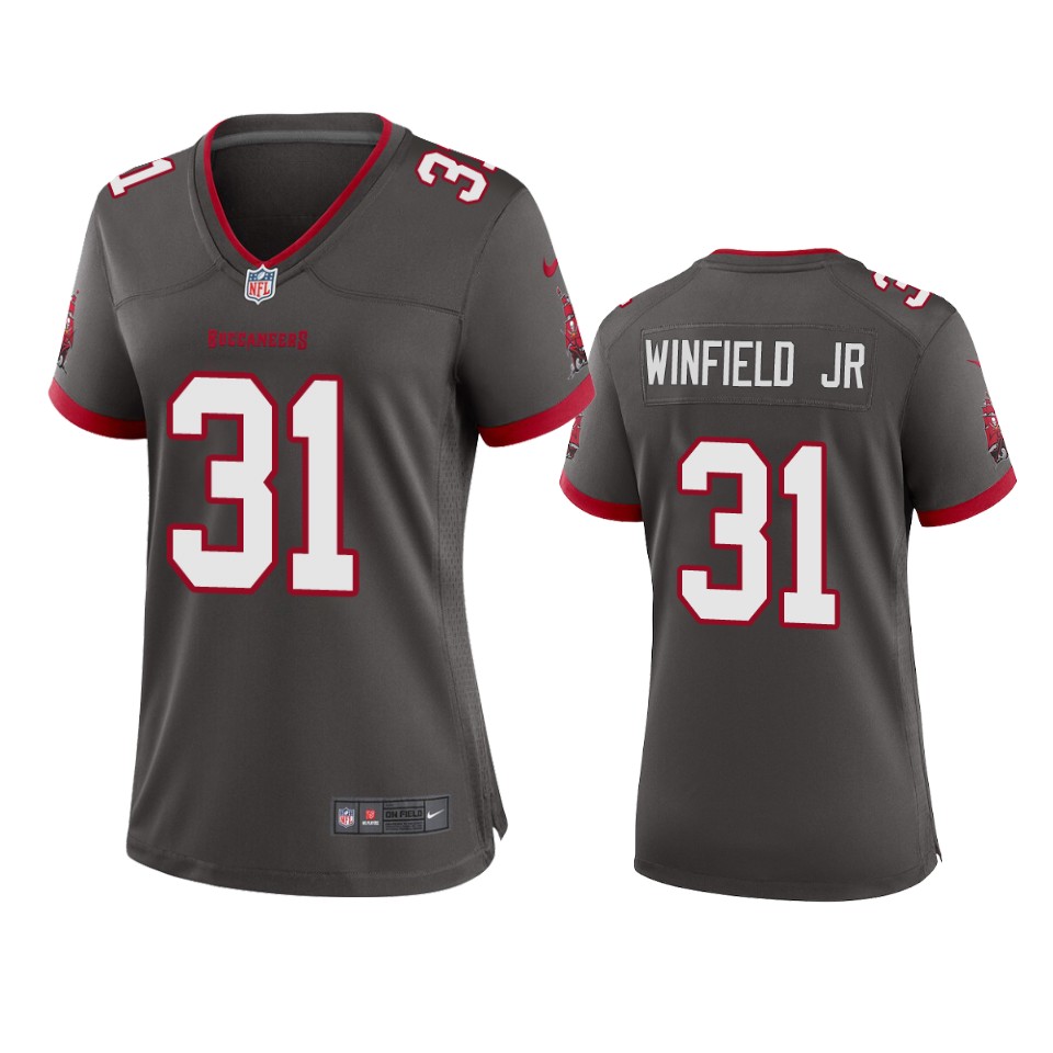 Nike women Tampa Bay Buccaneers 31 Antoine Winfield Jr. Pewter 2020 NFL Draft Alternate Game Jersey
